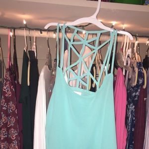 light teal blouse